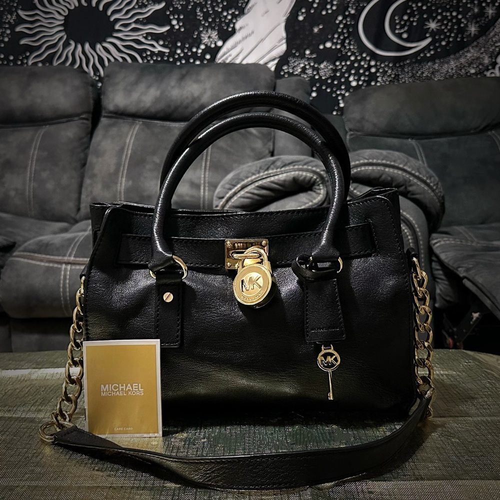 Michael Kors Black and Gold Satchel with Structured Design - Picture 6 of 17